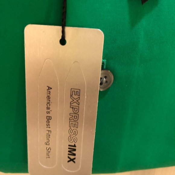 Express 1MX Mens Modern Fit Stretch Cotton Slim Dress Shirt Green Medium NEW - Picture 5 of 6